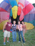 a group of friends just after thier flight during the deflation process